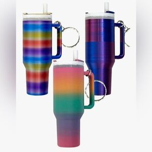Colorful Ombre Stainless Steel Tumbler Keychain - Women Accessories